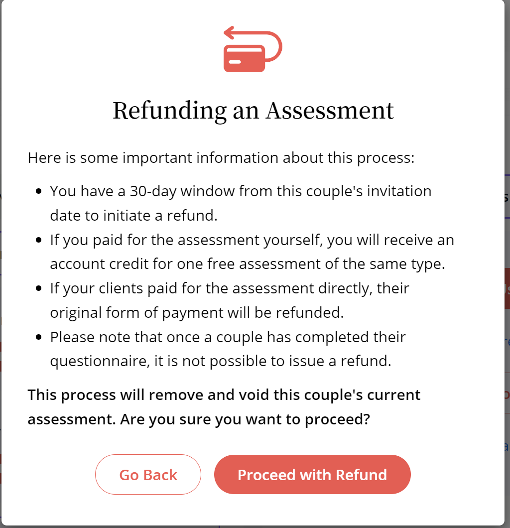 Can I get a refund if I pay for a couple and they don’t complete the questionnaire? Gottman